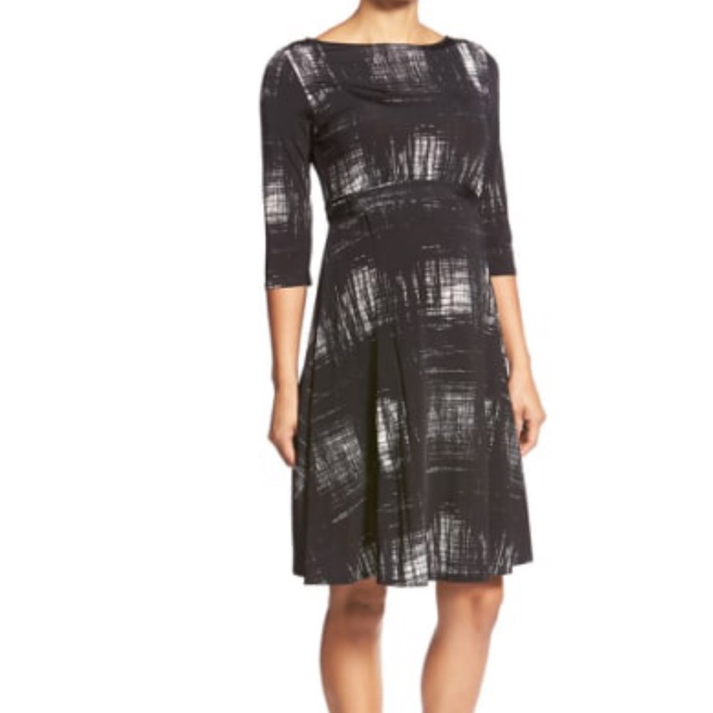 'Ilana' Belted Maternity Dress Rendered Windowpane